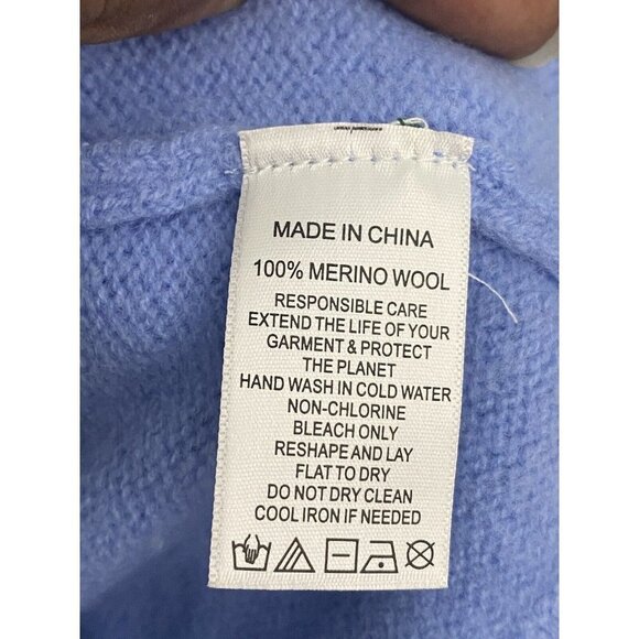 Hill House Womens The Sylvie Sweater Vista Blue Merino Wool Pullover Size Medium - Picture 7 of 9